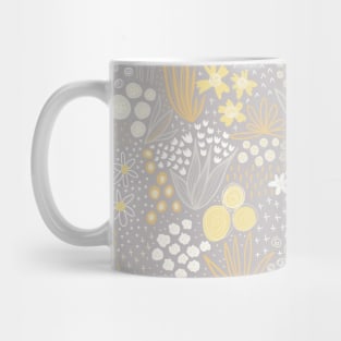 Flower Field Gray Yellow White Mug